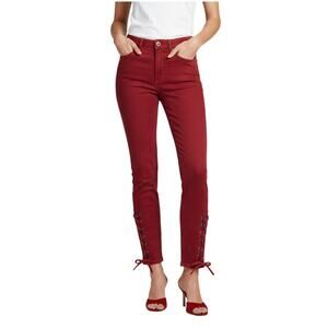 Black Orchid Lara Lace Down Skinny Jeans Red Women Size 26 NWT